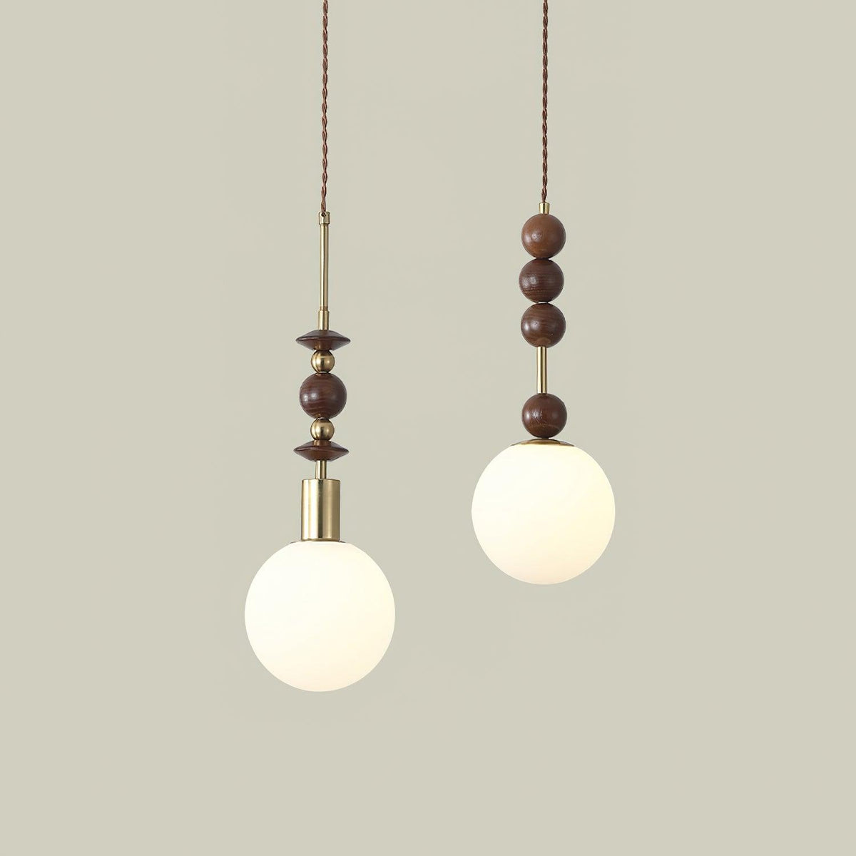 Cidemus Vintage Globe Pendant Light Wooden Beads