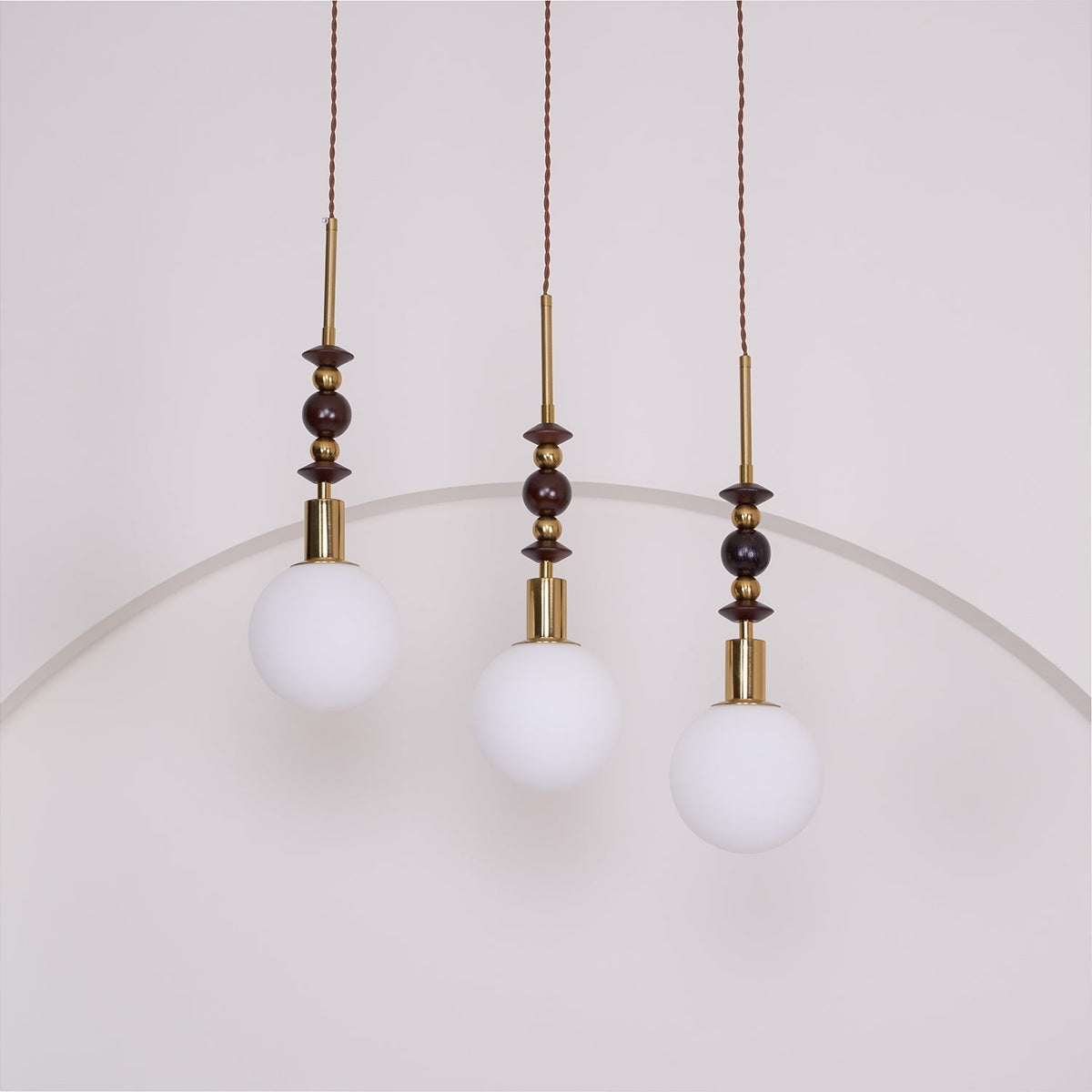 Cidemus Vintage Globe Pendant Light Wooden Beads