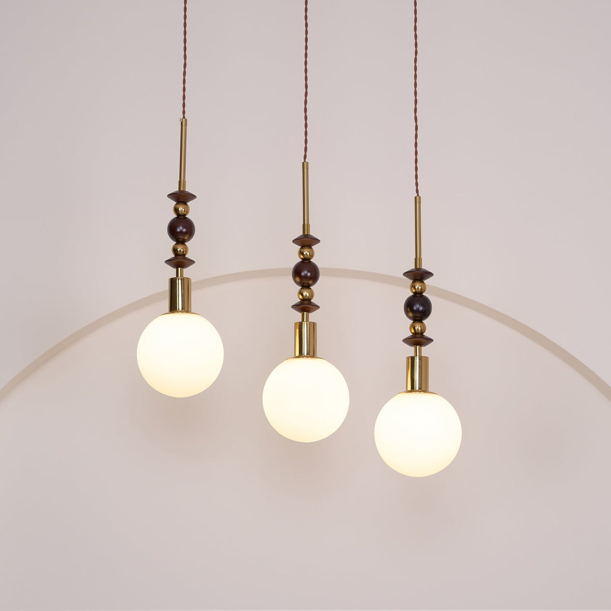 Cidemus Vintage Globe Pendant Light Wooden Beads
