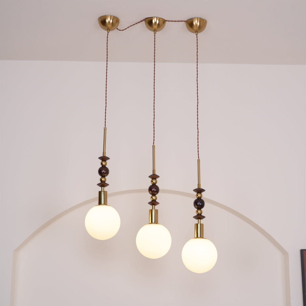 Cidemus Vintage Globe Pendant Light Wooden Beads