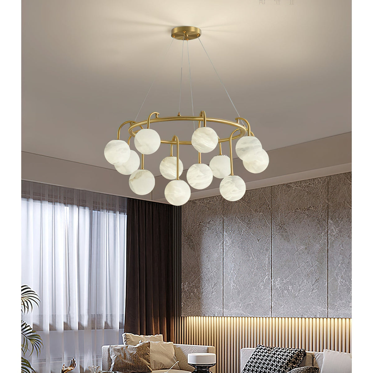 Zotalara Elegance Brass Alabaster Chandelier
