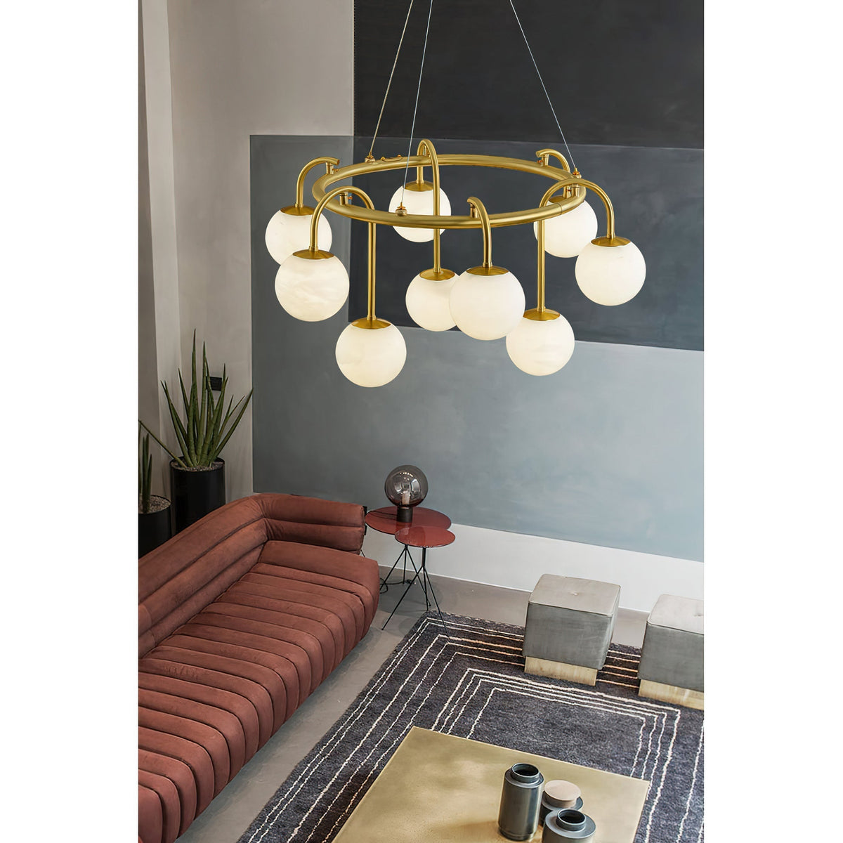 Zotalara Elegance Brass Alabaster Chandelier