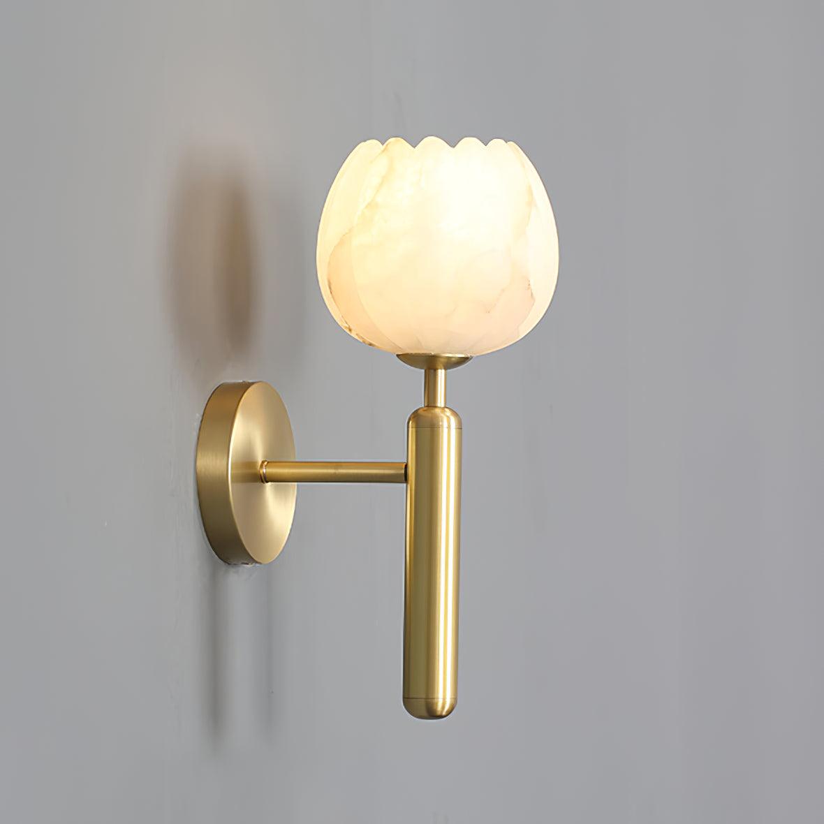Nivarina Floral Alabaster Brass Wall Light