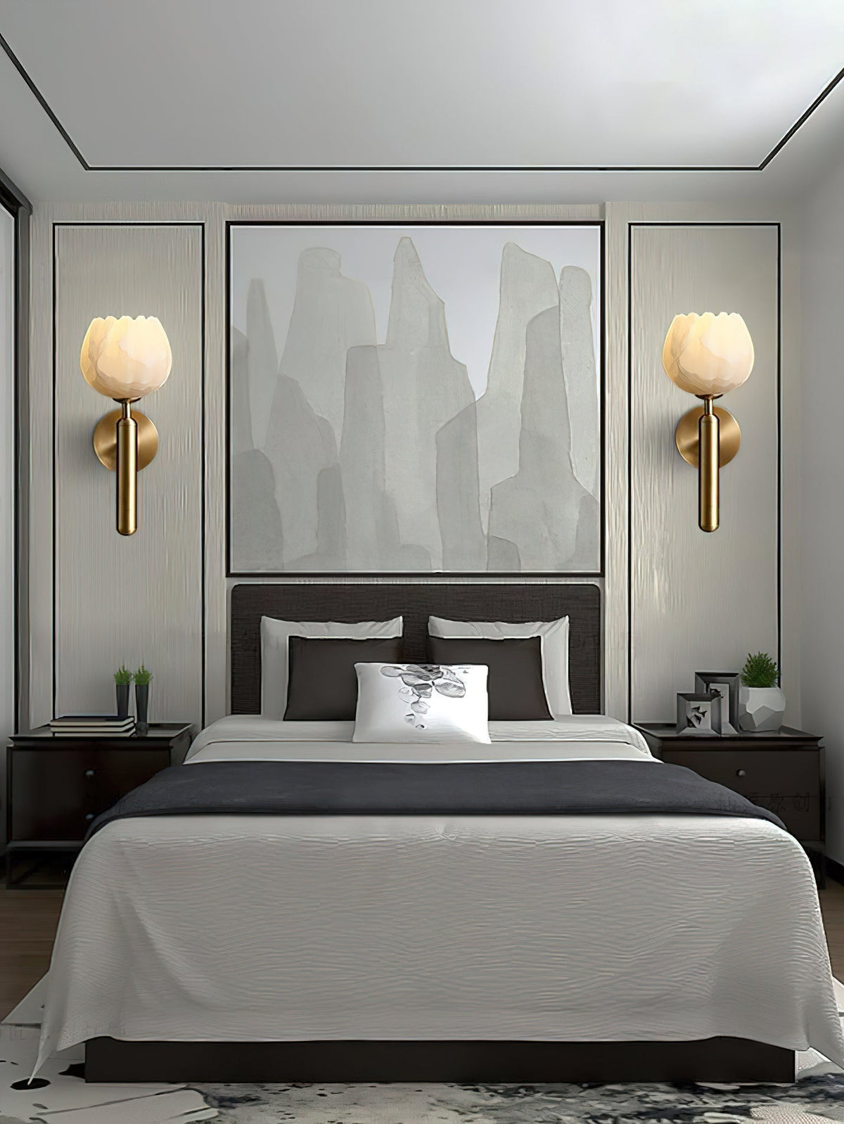 Albanette Brass Alabaster Wall Lamp