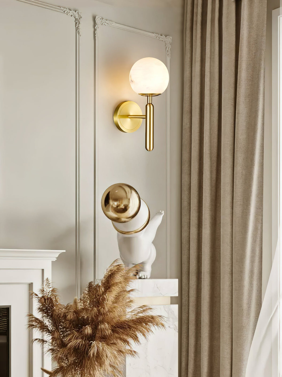 Albanette Brass Alabaster Wall Lamp
