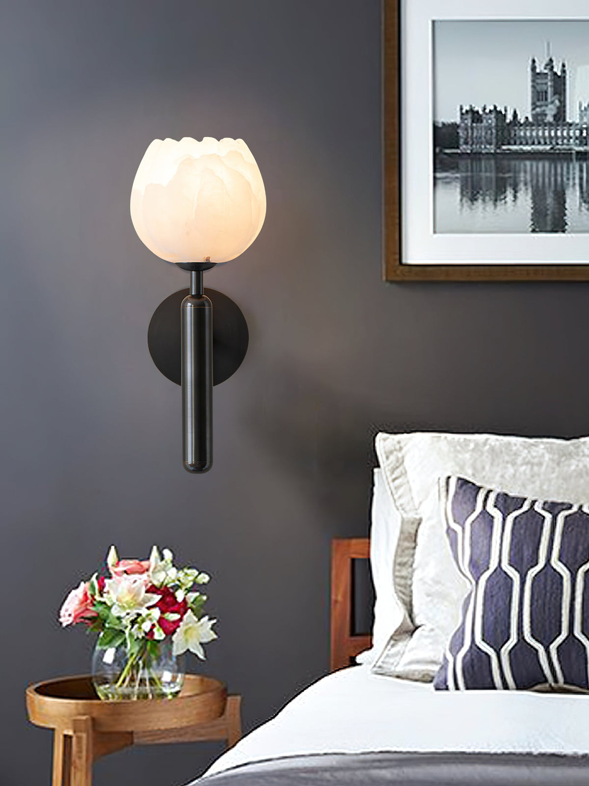 Albanette Brass Alabaster Wall Lamp