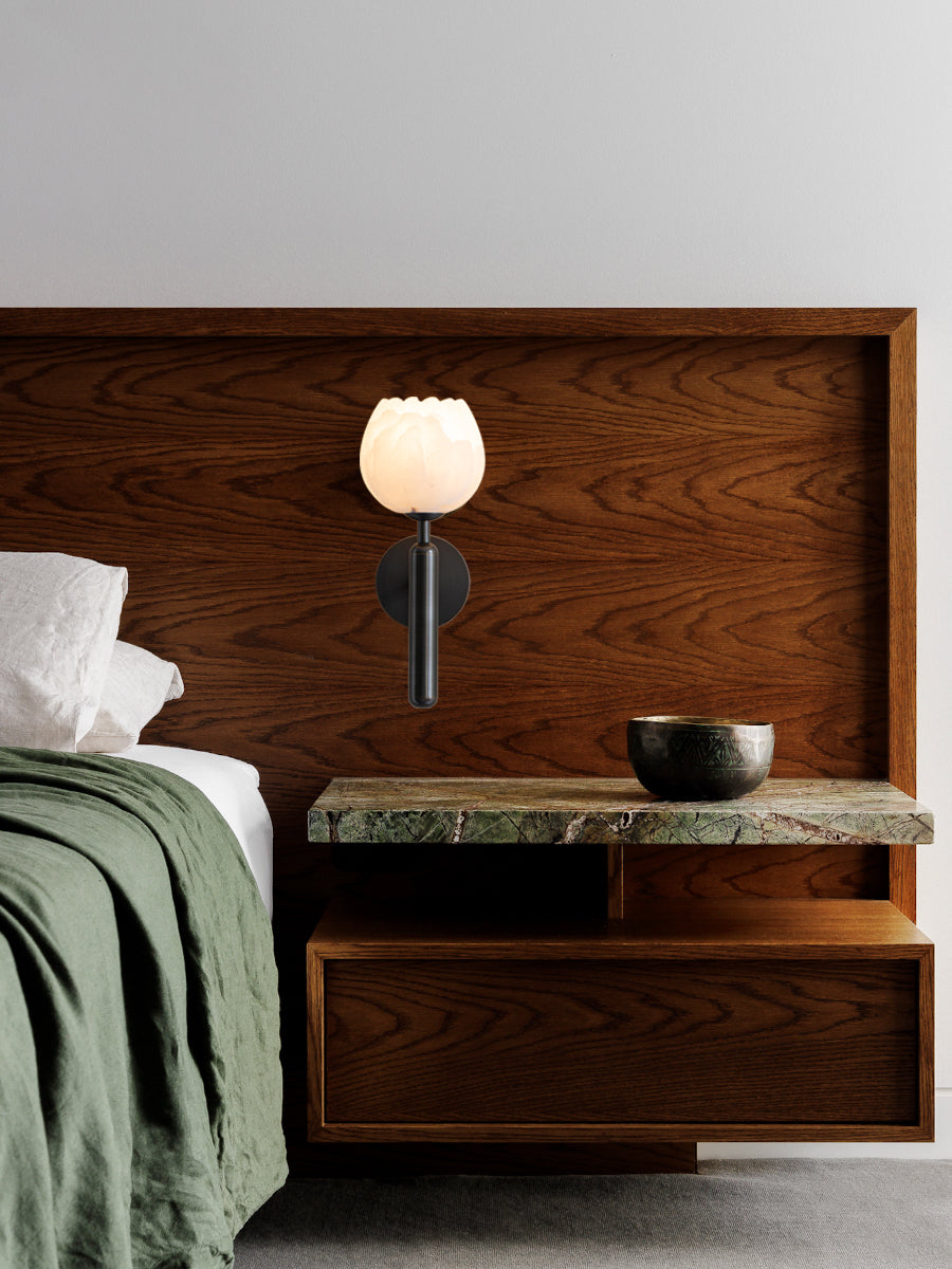 Albanette Brass Alabaster Wall Lamp