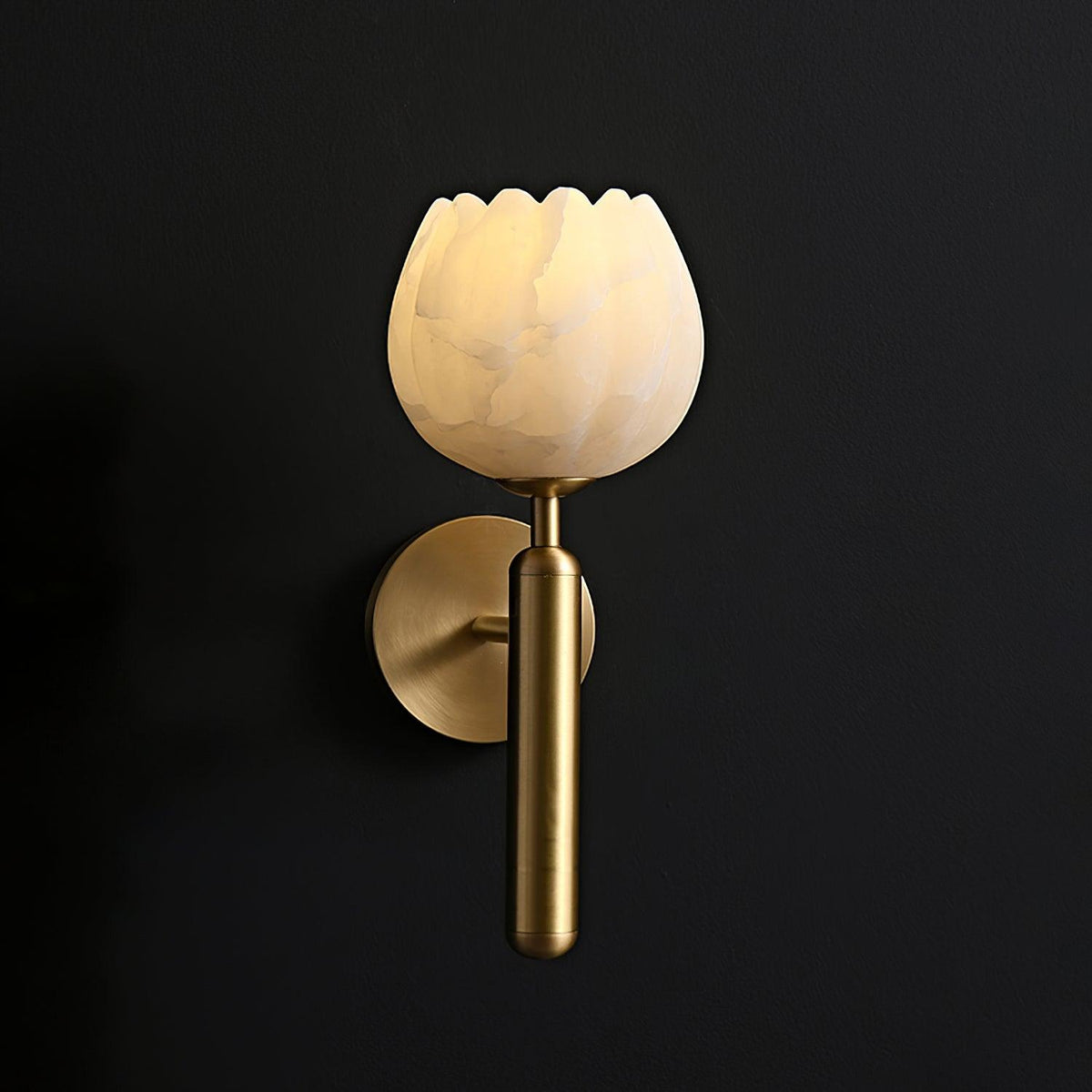 Nivarina Floral Alabaster Brass Wall Light