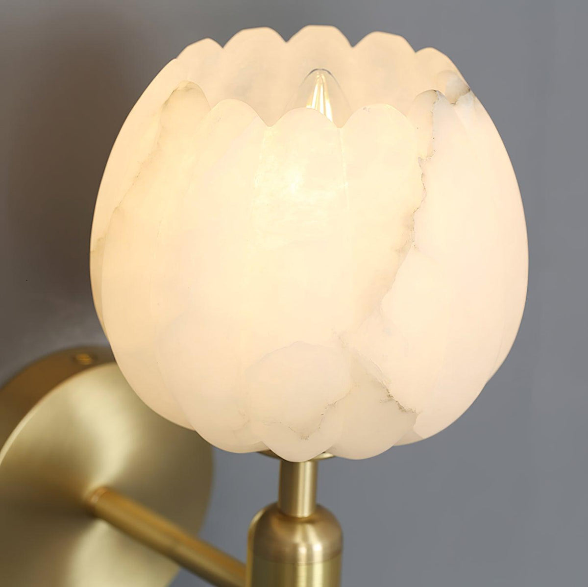 Nivarina Floral Alabaster Brass Wall Light