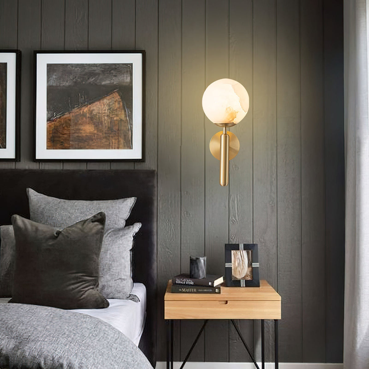 Albanette Brass Alabaster Wall Lamp