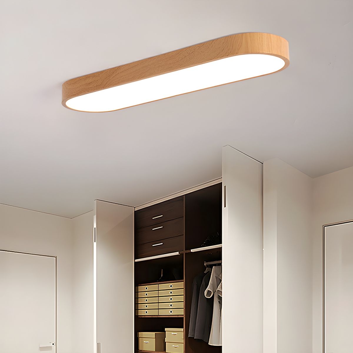 Javlen Modern Minimalist Round Wood Flush Mount Ceiling Lamp