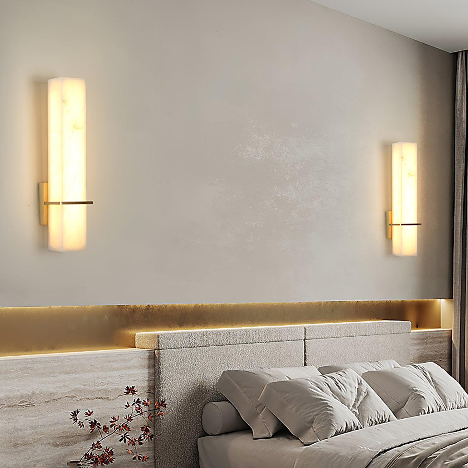 Ritta  Wall Lamp   White Alabaster Brass  Modern Cuboid