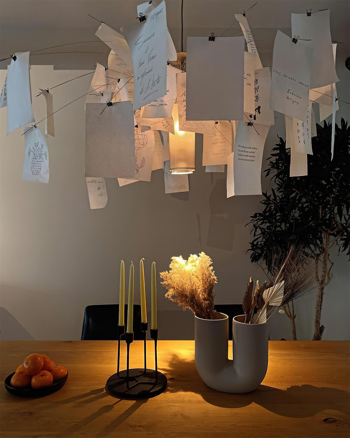 Chandelier Paper and Metal Colorful White Cards Whimsical Modern