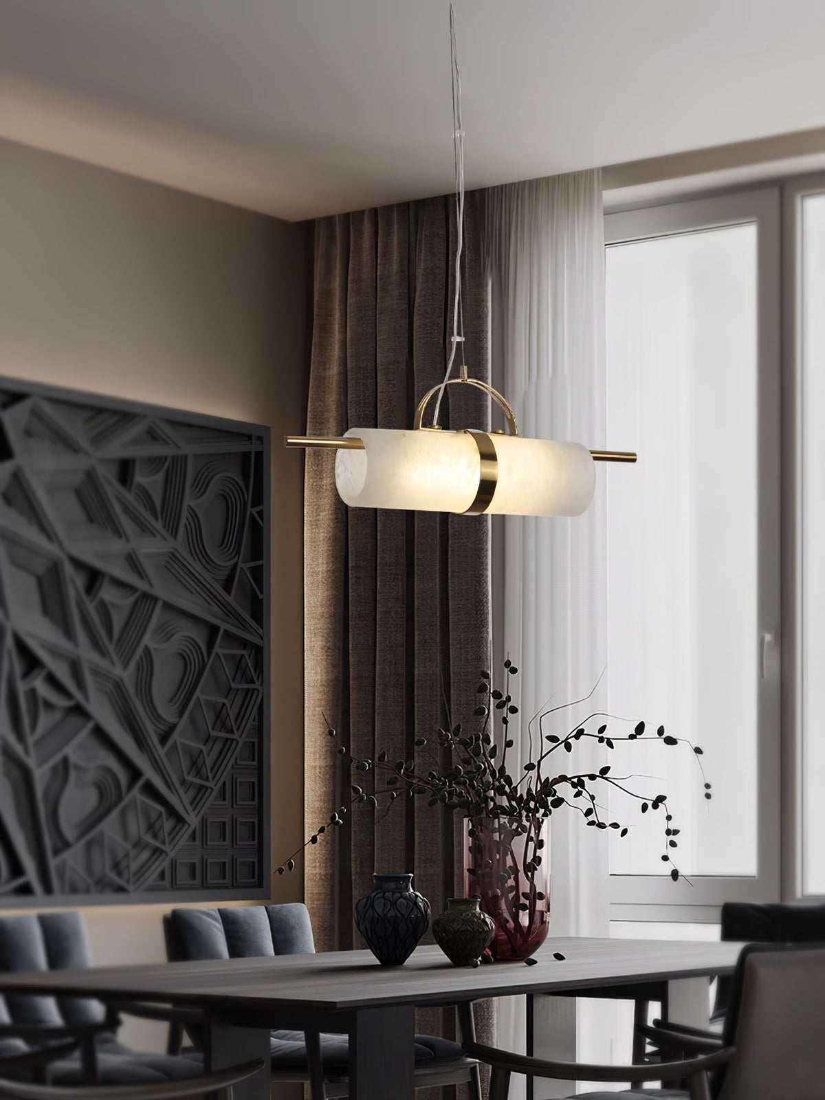 Niveaya Cylindrical Alabaster Pendant Light