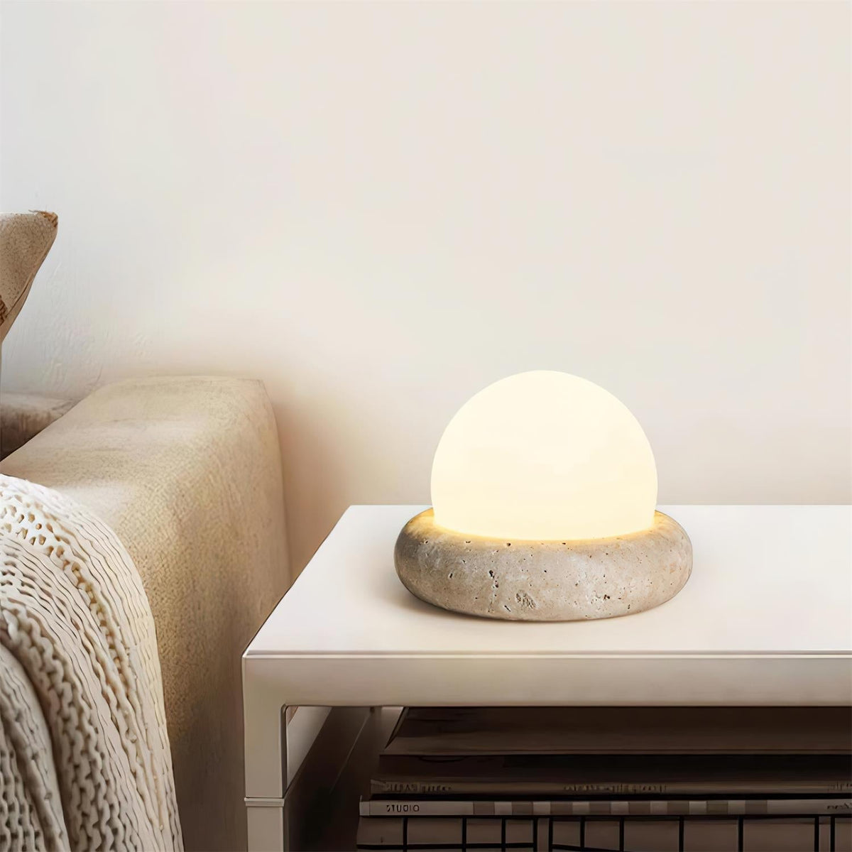 Caliror Travertine Globe Table Lamp