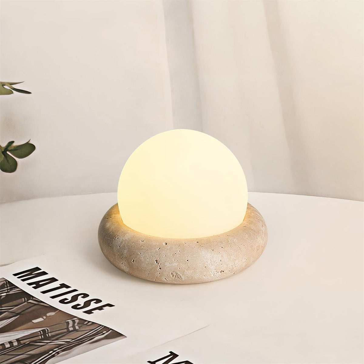 Caliror Travertine Globe Table Lamp