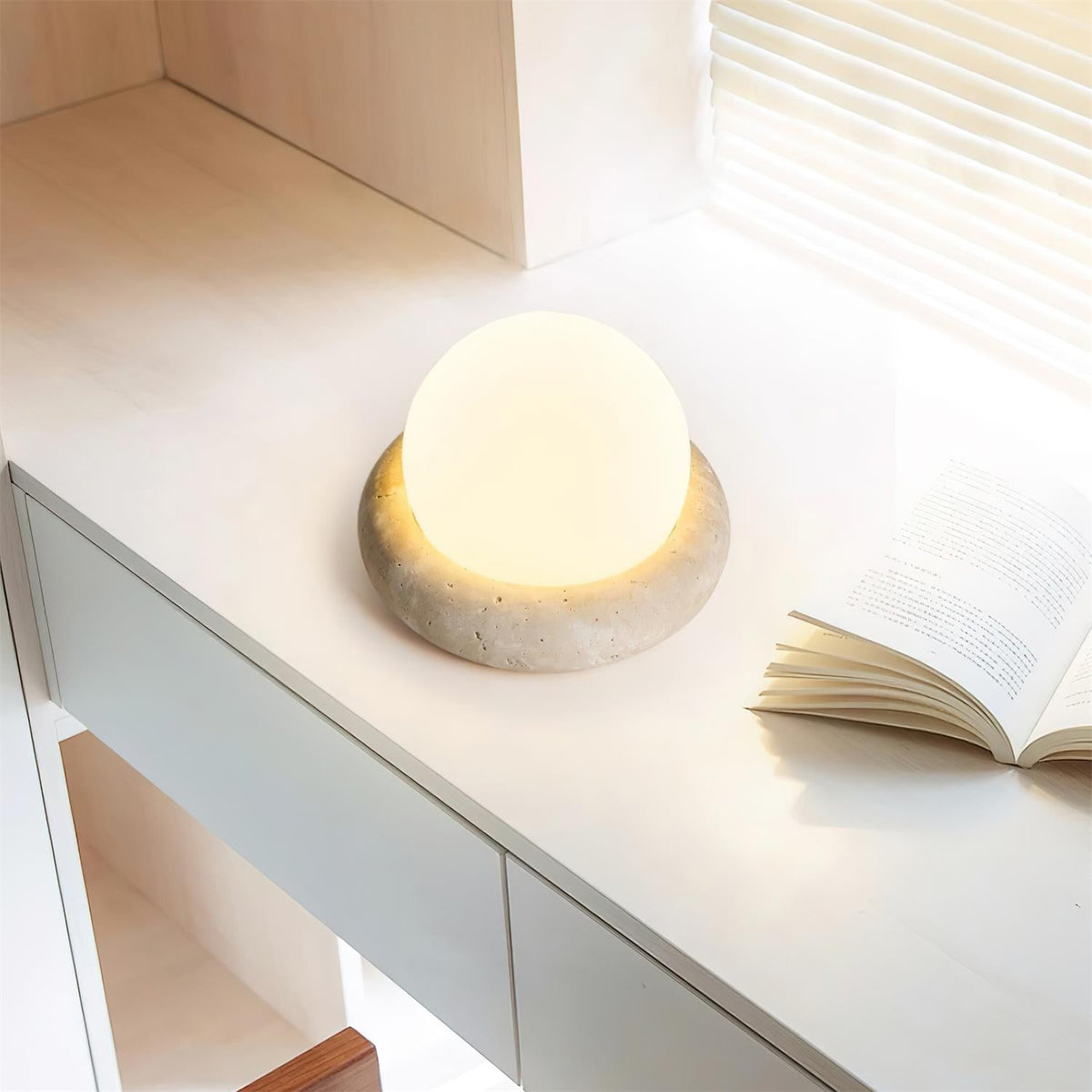 Caliror Travertine Globe Table Lamp