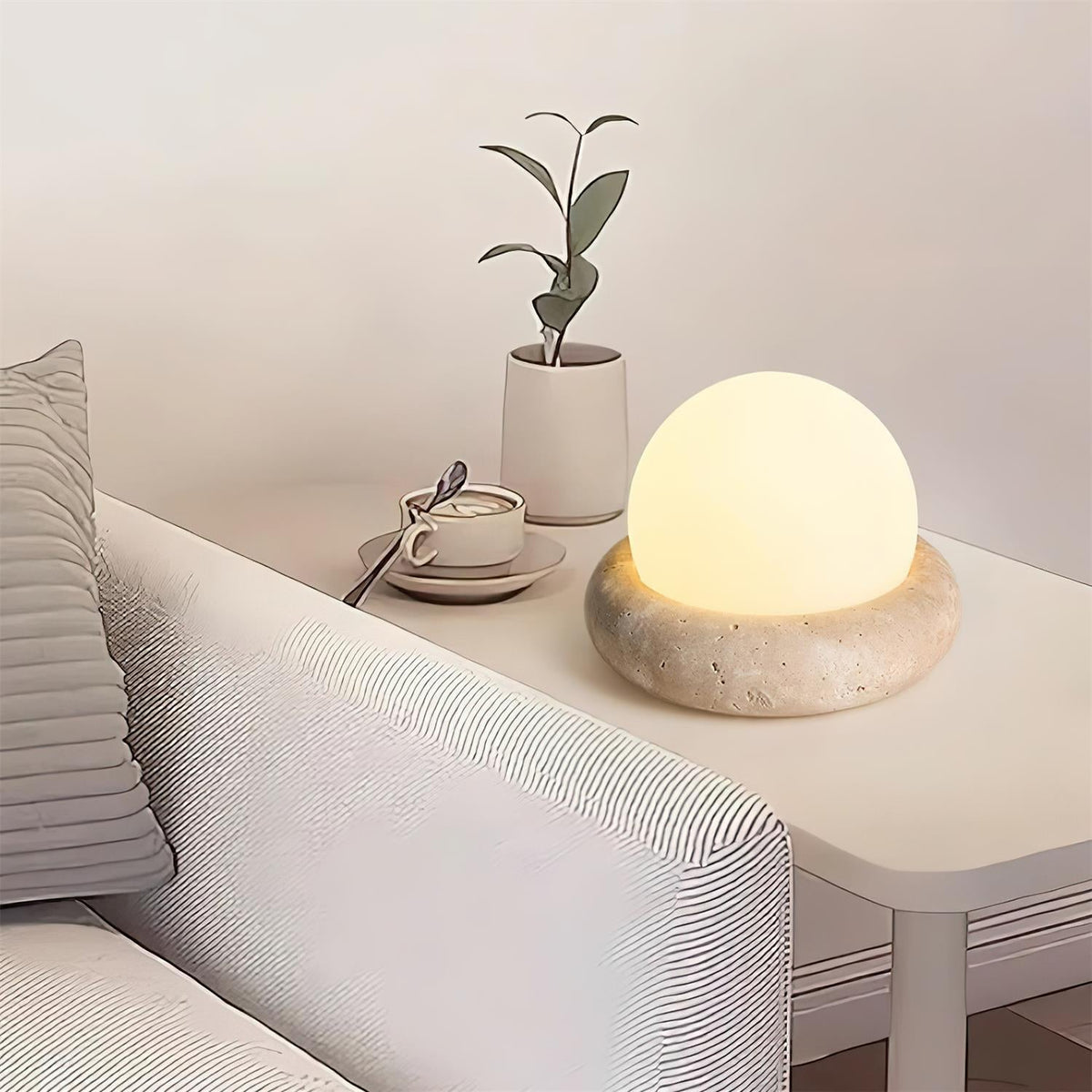 Caliror Travertine Globe Table Lamp