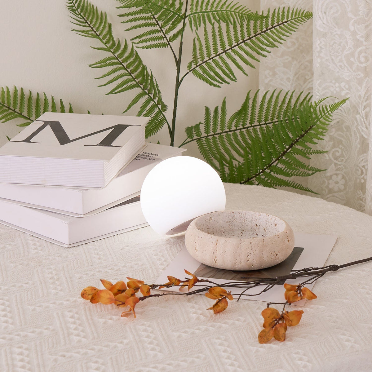 Caliror Travertine Globe Table Lamp