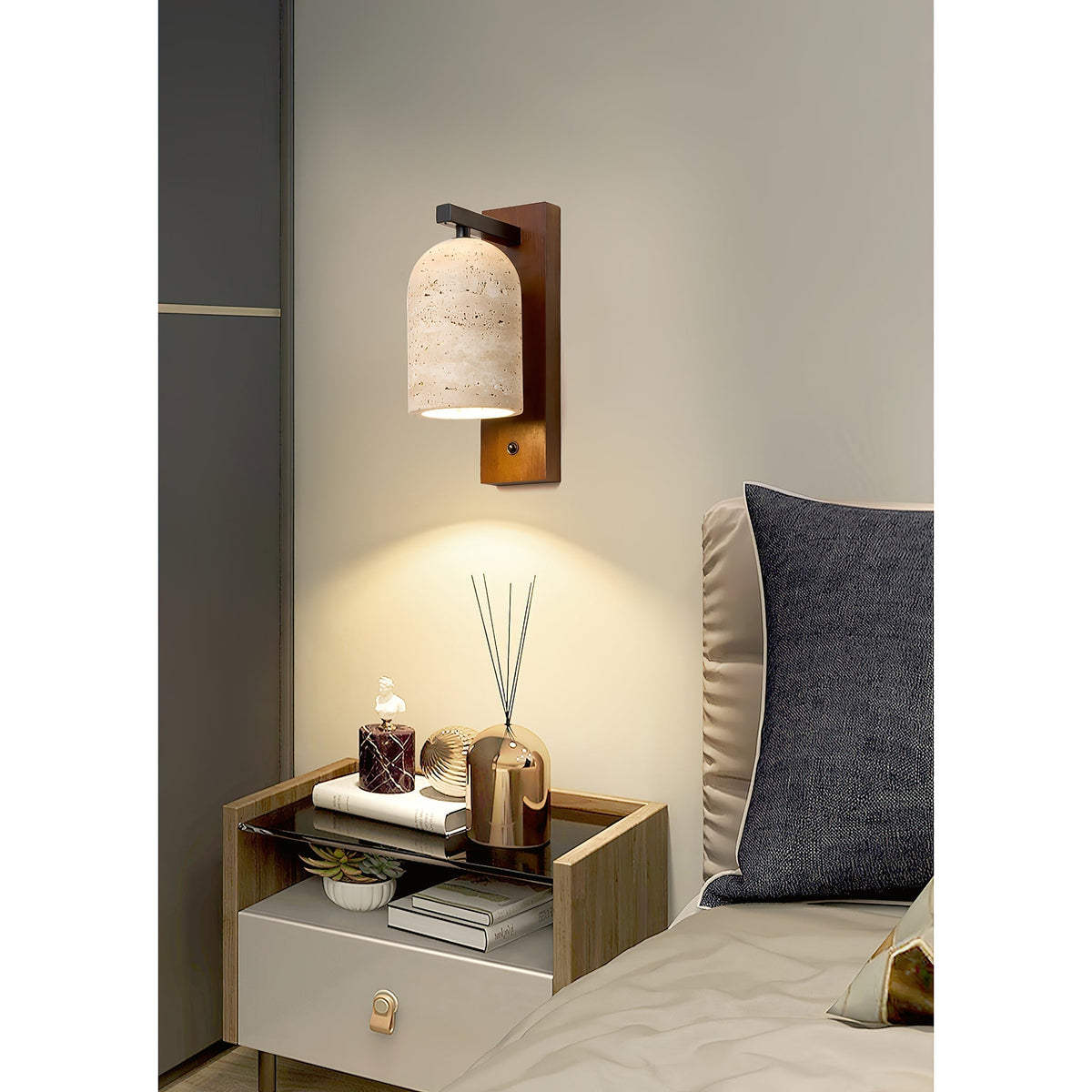 Cevenia Art Classic Natural Travertine Wall Lamp