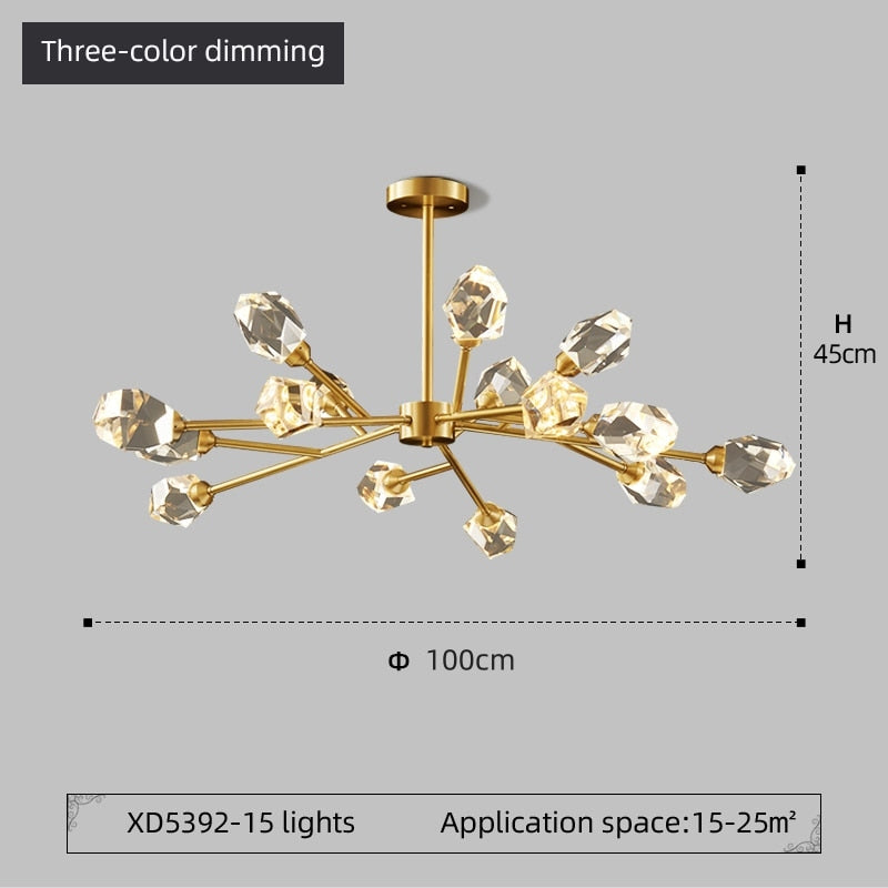 Degulak Luxurious Crystal Chandelier Living Room Golden