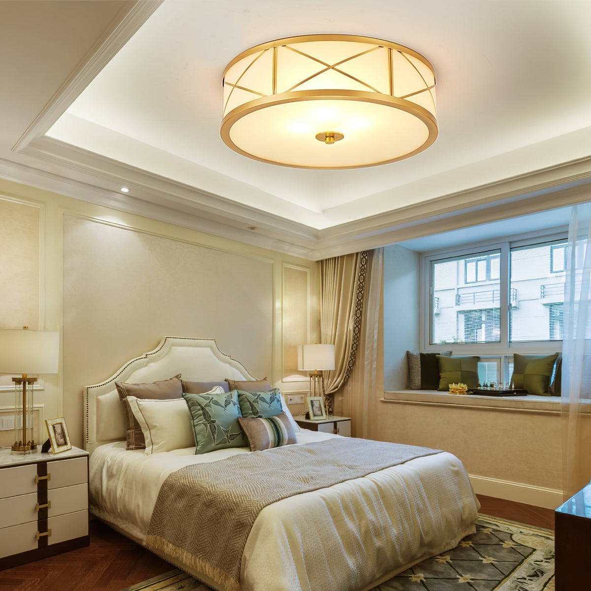 Vovene Brass Glass Ceiling Light