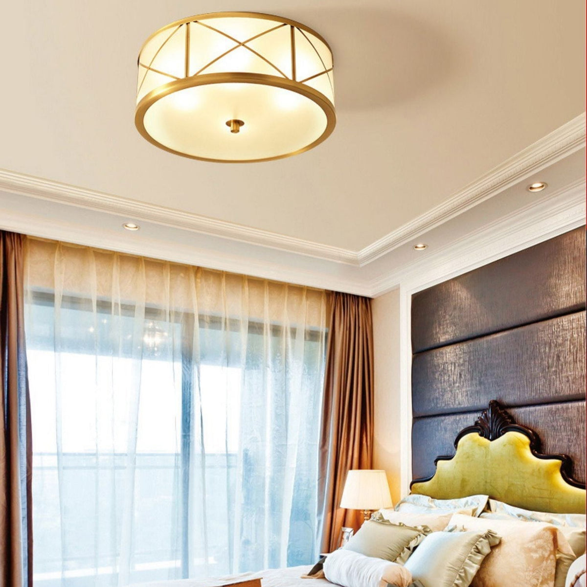 Vovene Brass Glass Ceiling Light