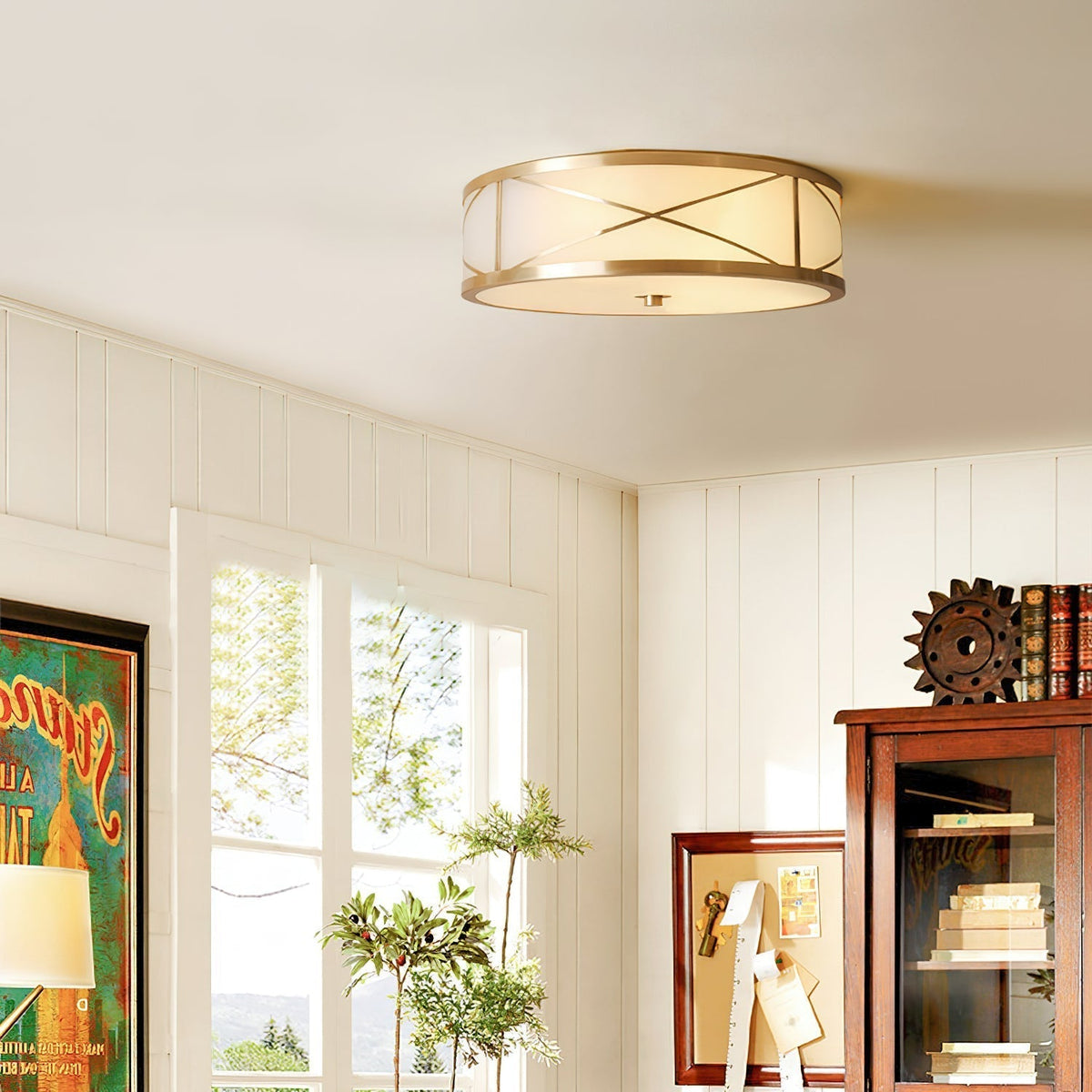 Vovene Brass Glass Ceiling Light