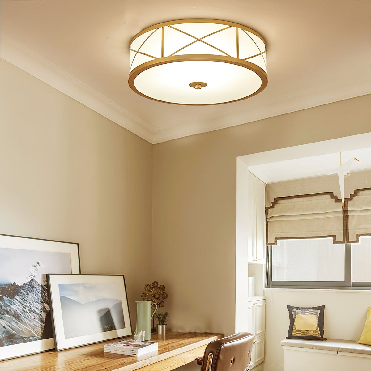 Vovene Brass Glass Ceiling Light