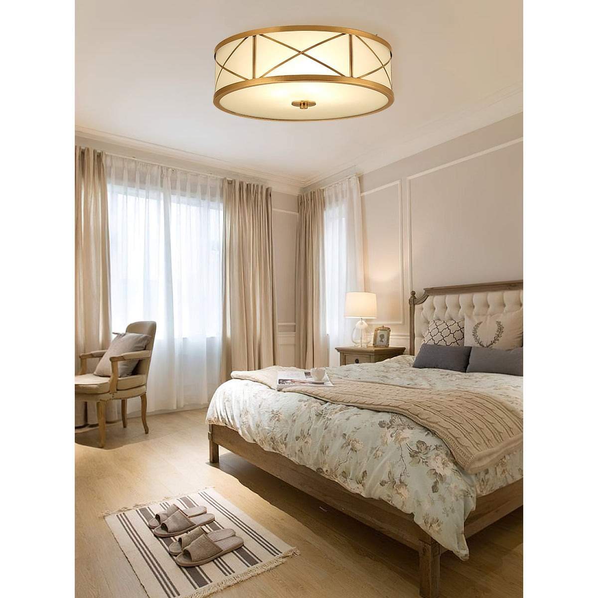 Vovene Brass Glass Ceiling Light