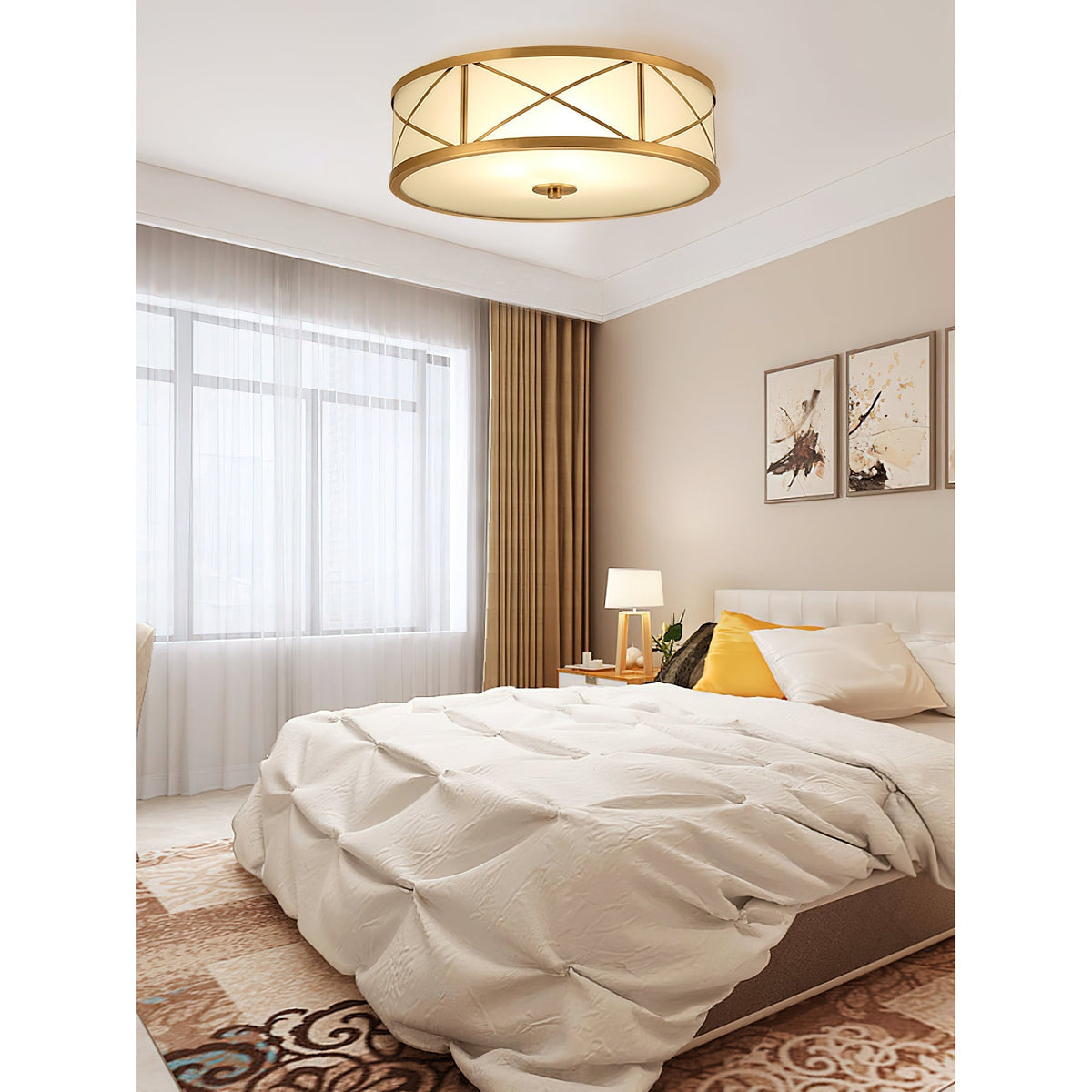 Vovene Brass Glass Ceiling Light