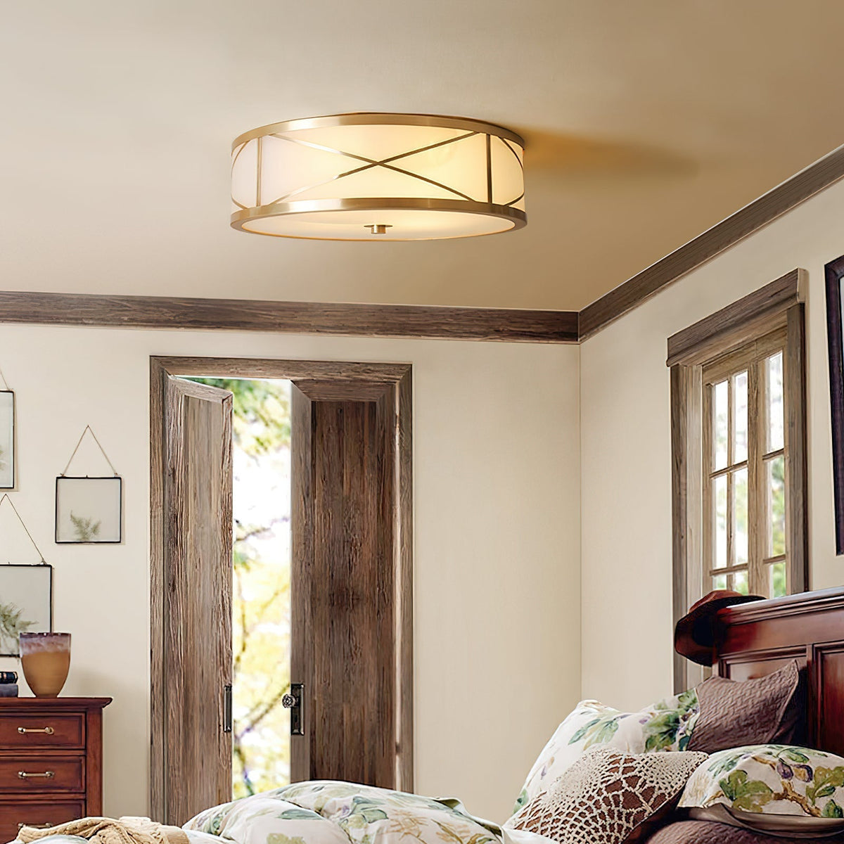 Vovene Brass Glass Ceiling Light