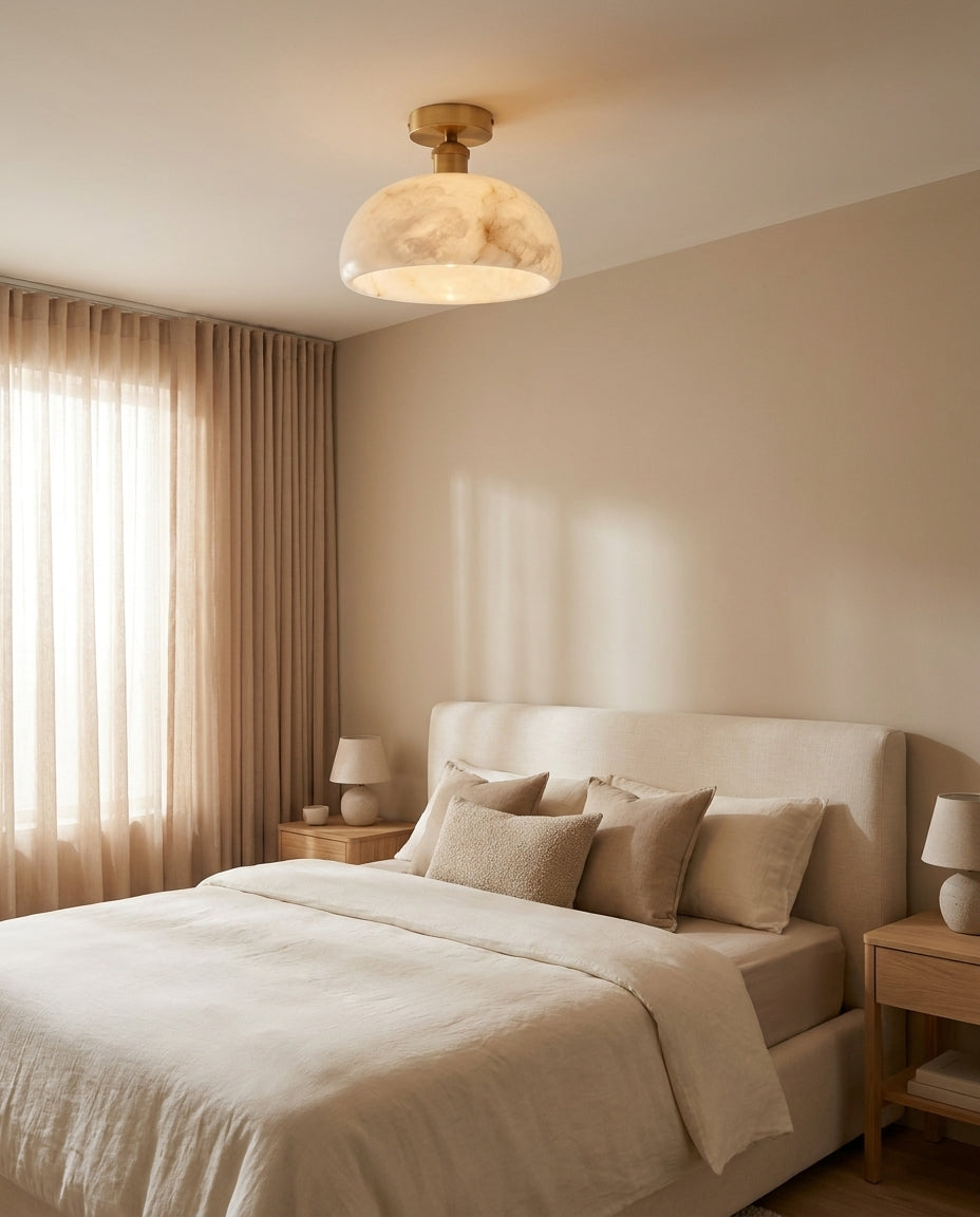 Moss Glow Alabaster Semi- Flush Mount