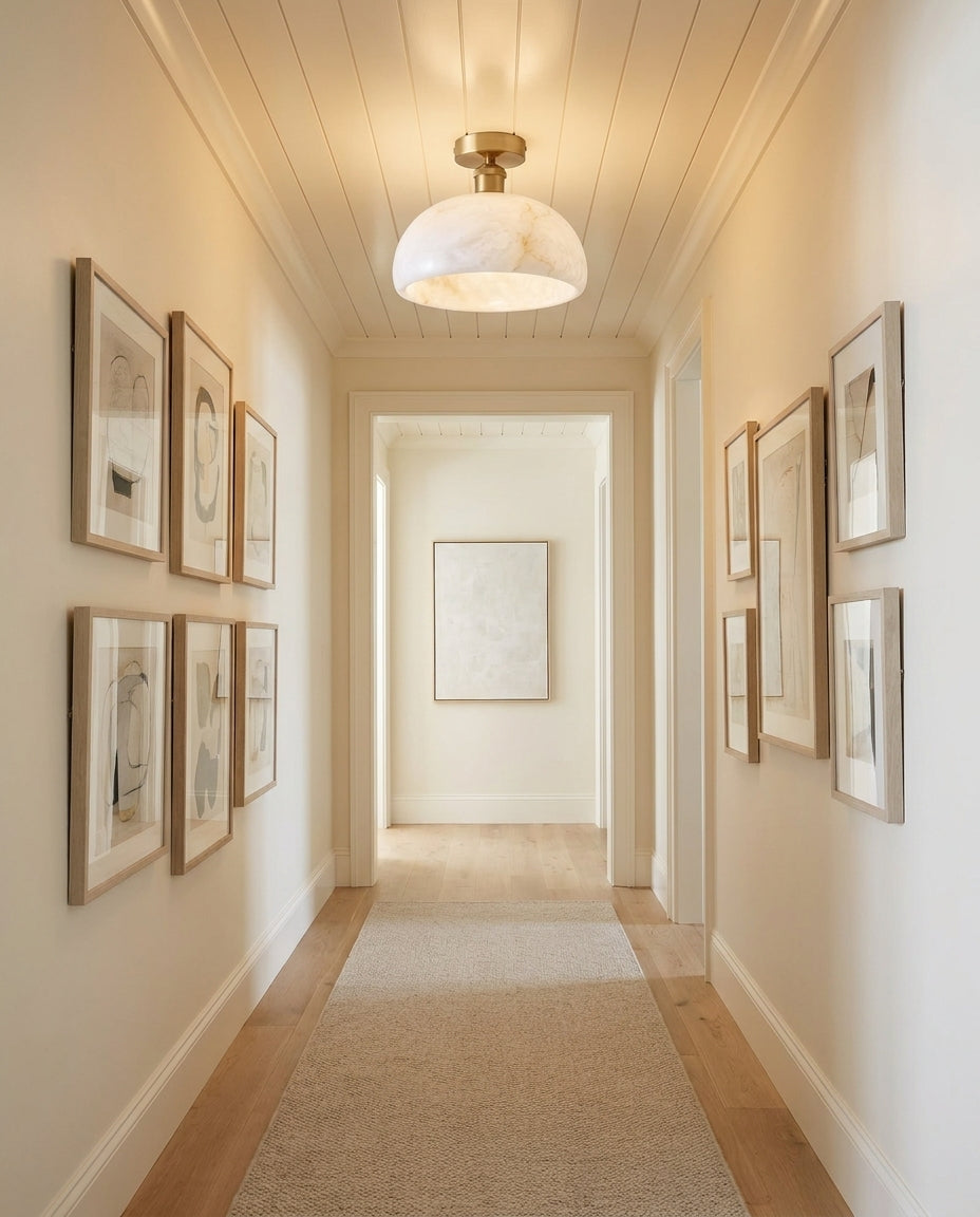 Moss Glow Alabaster Semi- Flush Mount