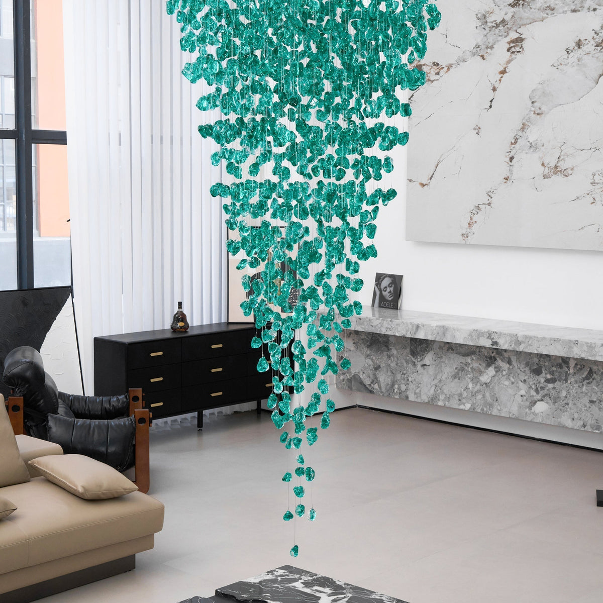 Belora Postmodern Luxury Stone Crystal Chandelier
