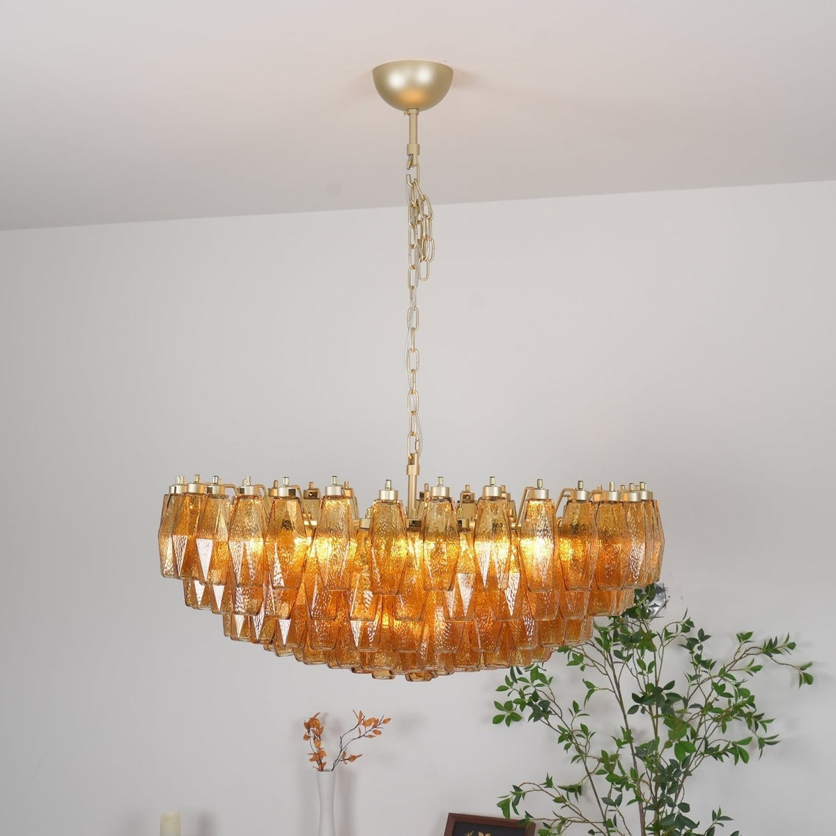 Elaaira Chandelier Amber Layered Oval
