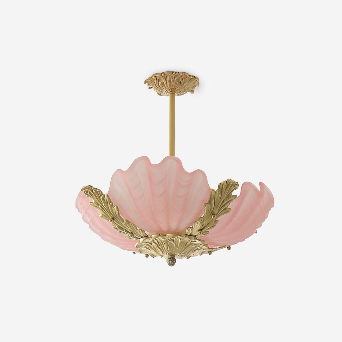 Murano Pendant Lamp Pink Shell Brass Baroque