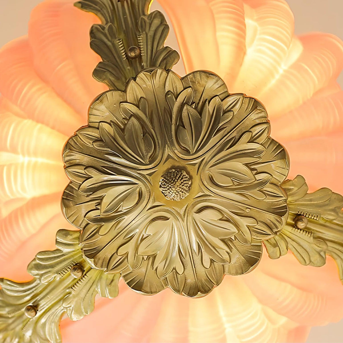 Murano Pendant Lamp Pink Shell Brass Baroque
