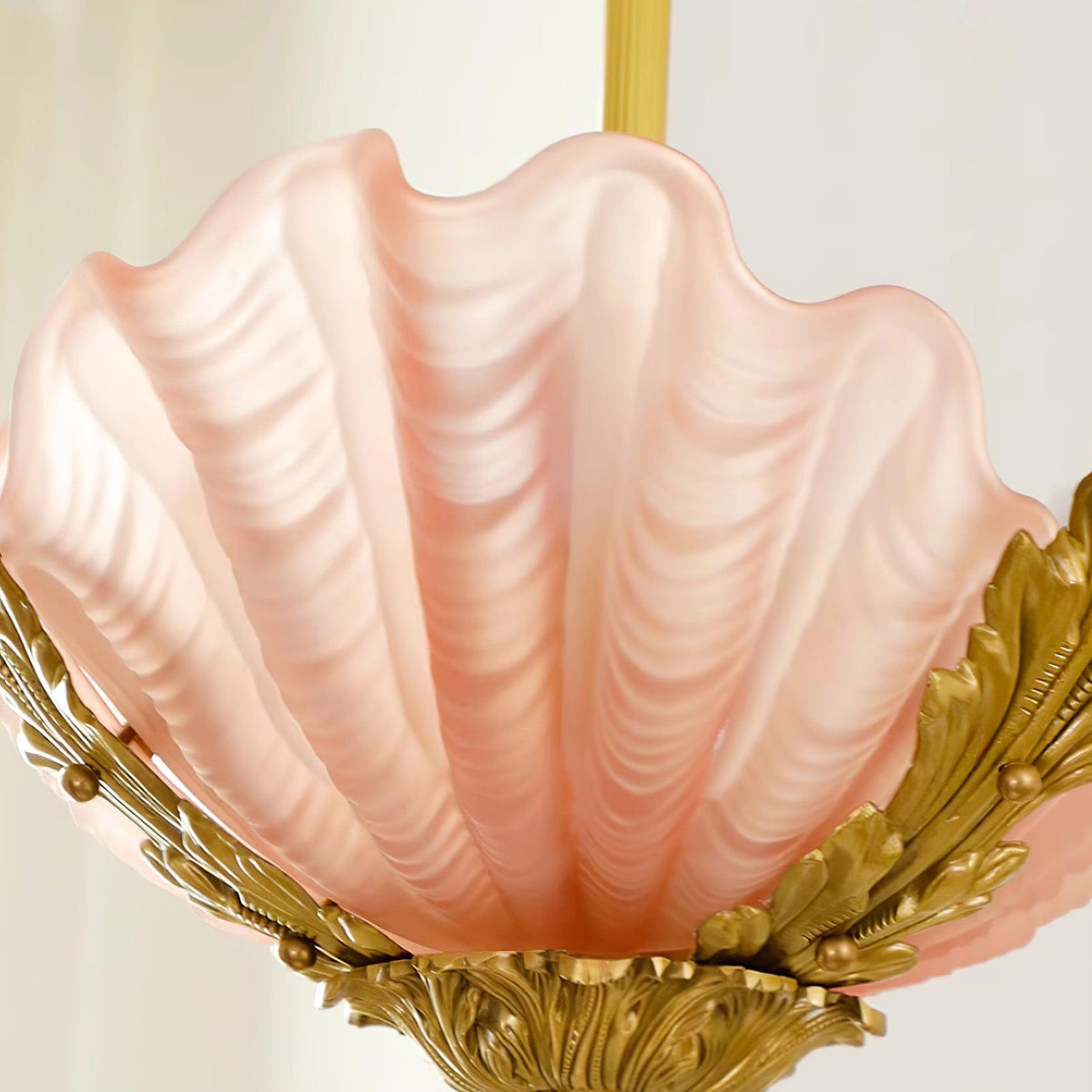 Murano Pendant Lamp Pink Shell Brass Baroque