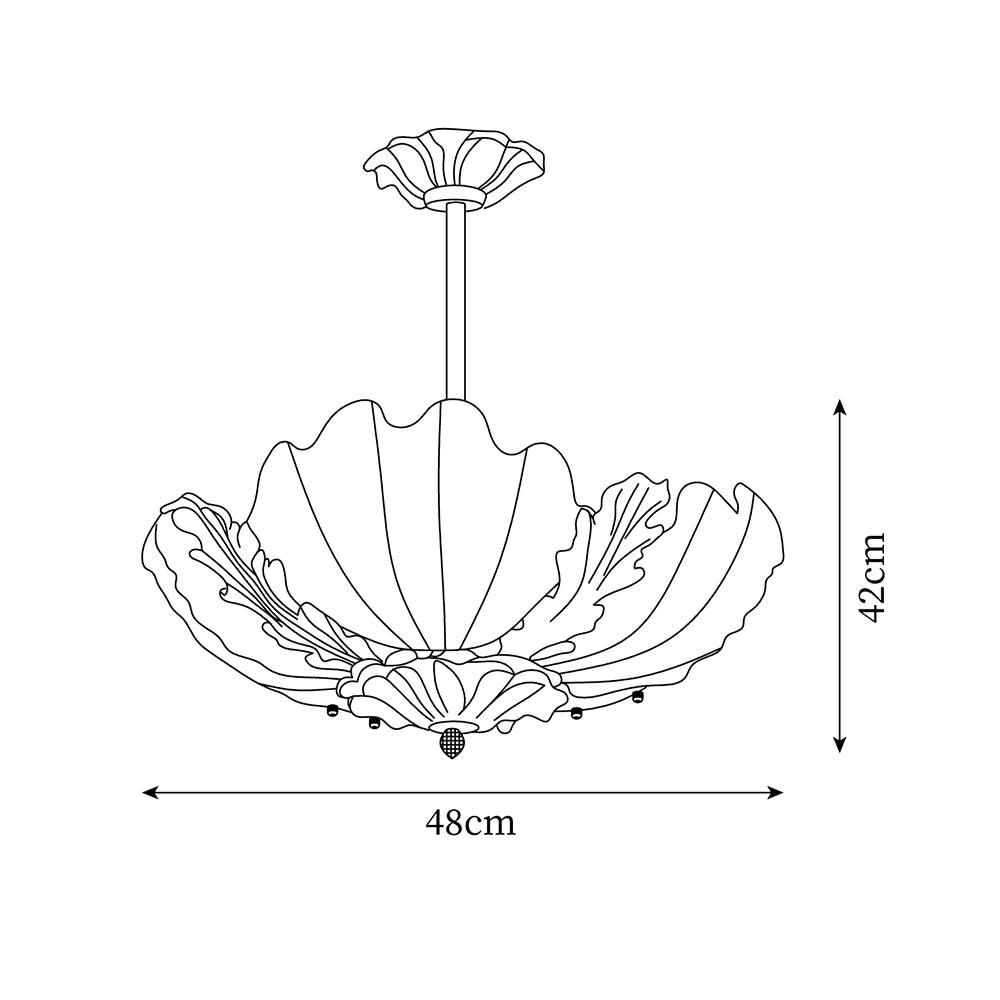 Murano Pendant Lamp Pink Shell Brass Baroque