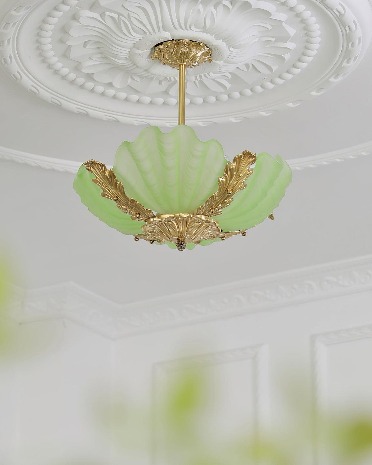 Murano Pendant Lamp Pink Shell Brass Baroque