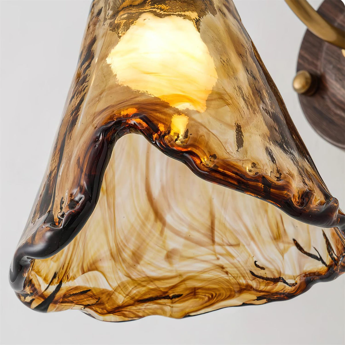 Nalia Wall Lamp Amber Glass Walnut Gold Vintage
