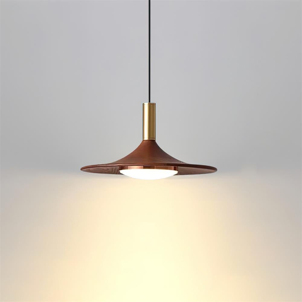 Kaelin Pendant Light Hat Shape Wood Midcentury