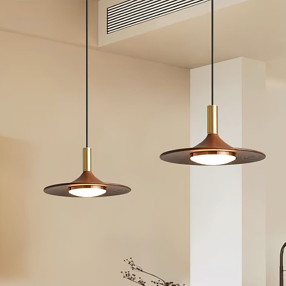 Kaelin Pendant Light Hat Shape Wood Midcentury