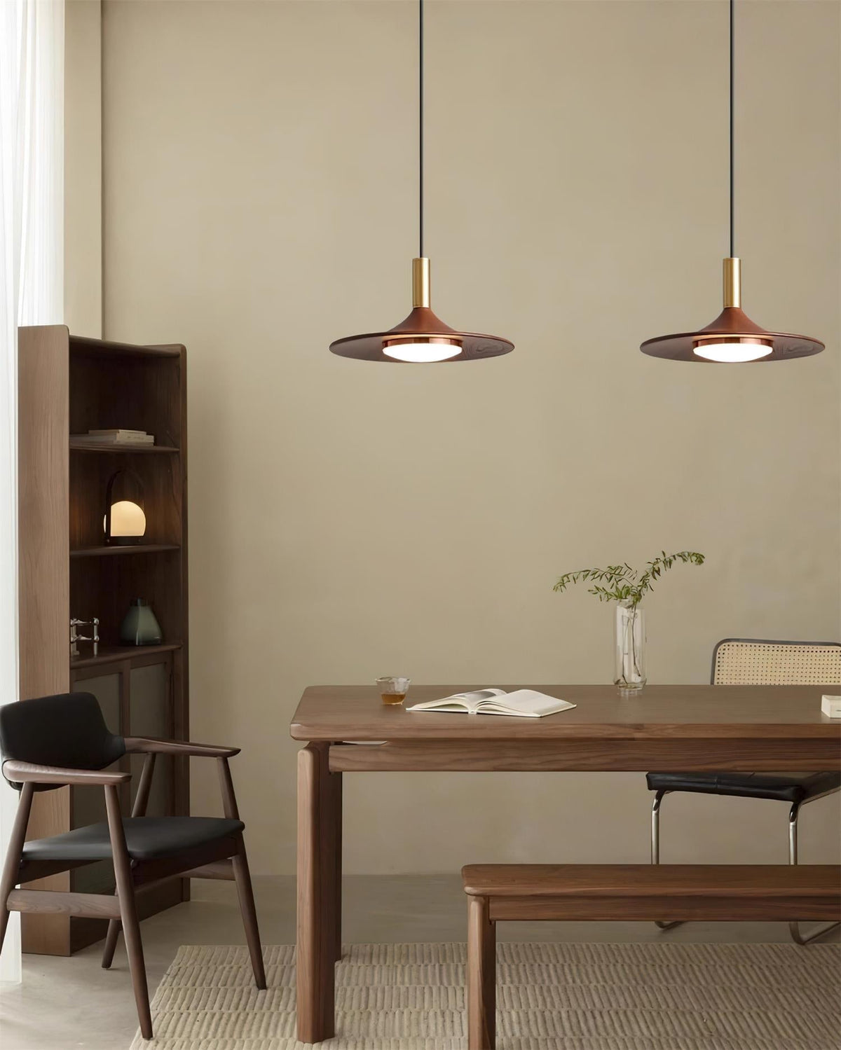 Kaelin Pendant Light Hat Shape Wood Midcentury