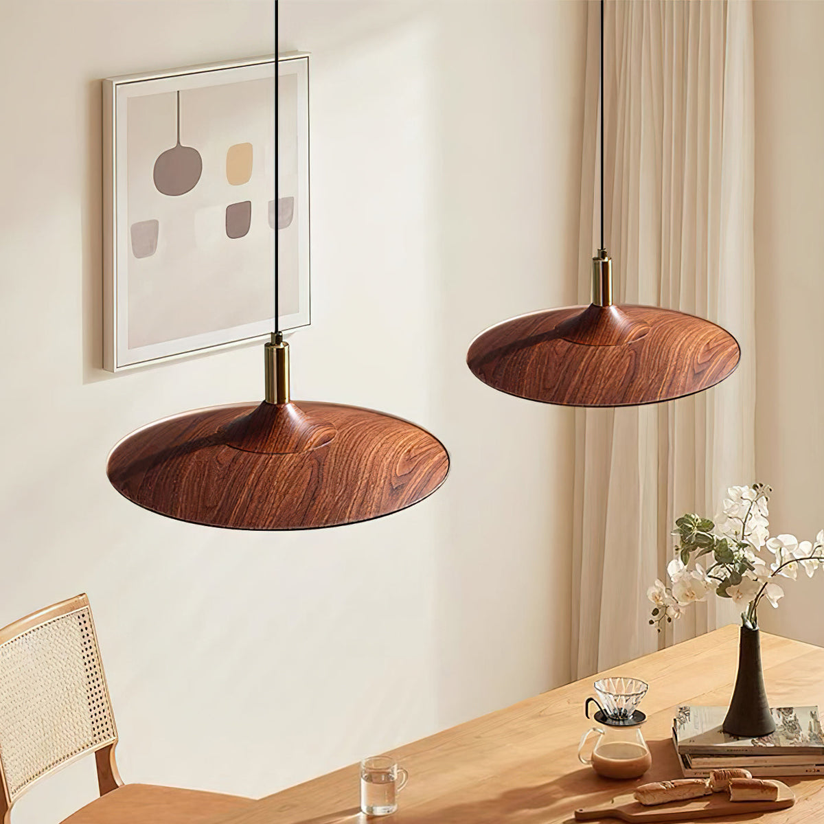 Kaelin Pendant Light Hat Shape Wood Midcentury