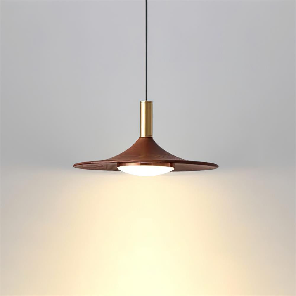 Kaelin Pendant Light Hat Shape Wood Midcentury