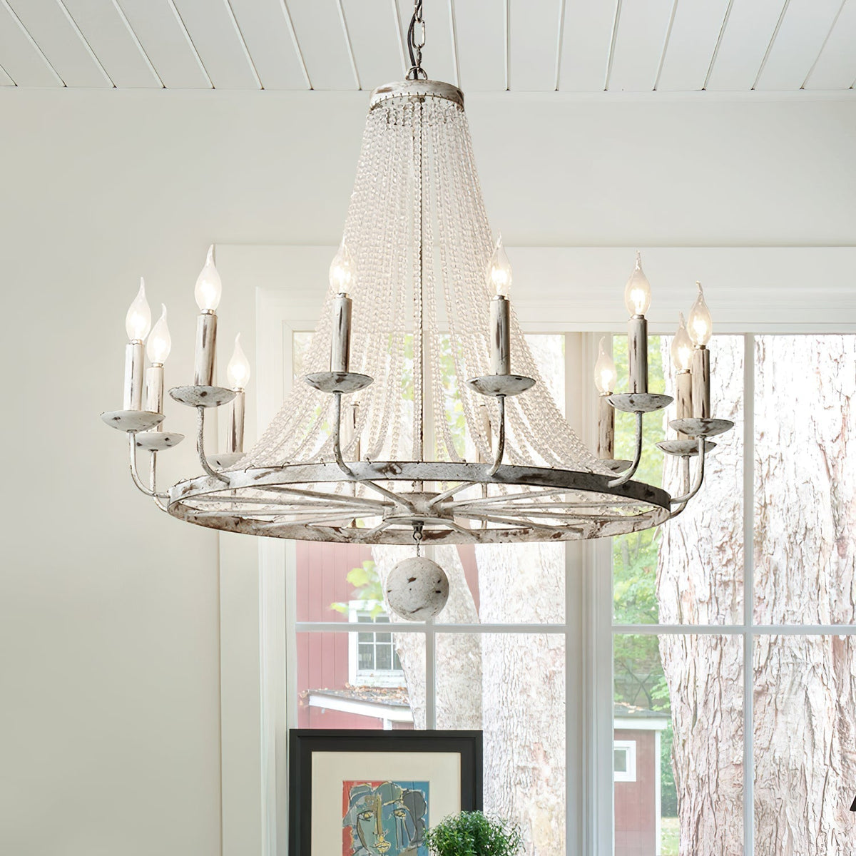 Coloros Vintage Industrial White Chandelier
