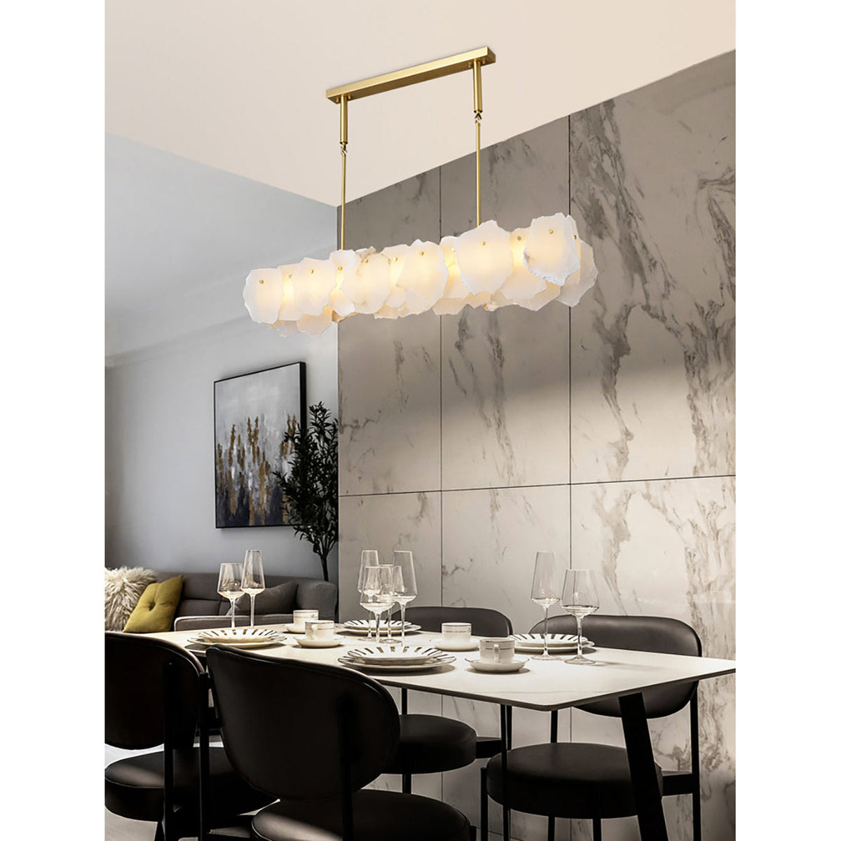 Catala Brass Alabaster Chandelier
