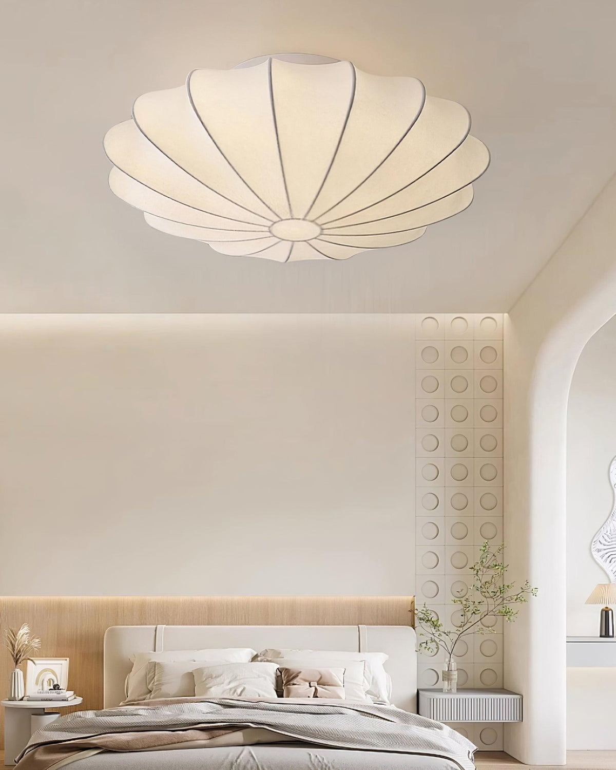 Miriveria Ceiling Lamp Fabric Shell Sculptural Elegant